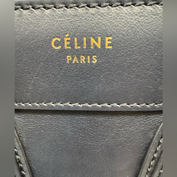 Celine Leather Luggage Handbag in Navy Blue - Picture 8 of 12